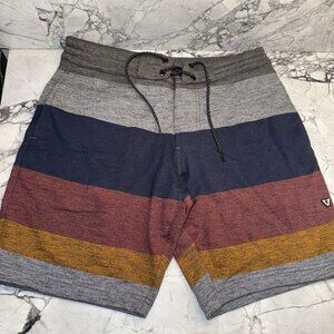 Vissla Men’s Medium (31/32) Striped Shorts Multi Color Cotton Blend